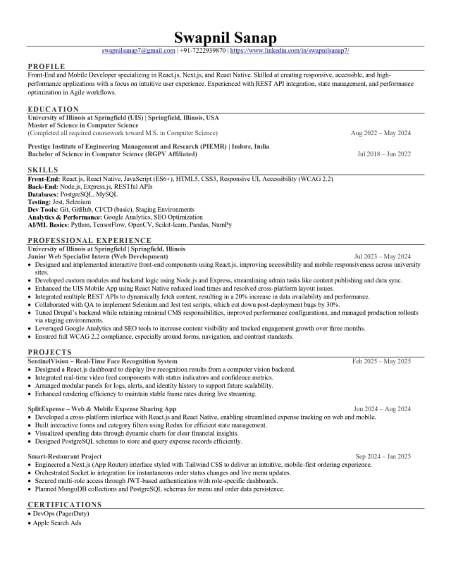 Resume preview